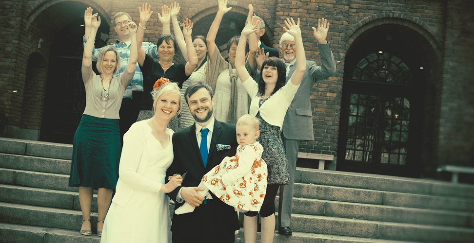 family portrait on the stairs