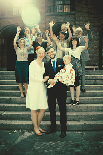 family portrait on the stairs