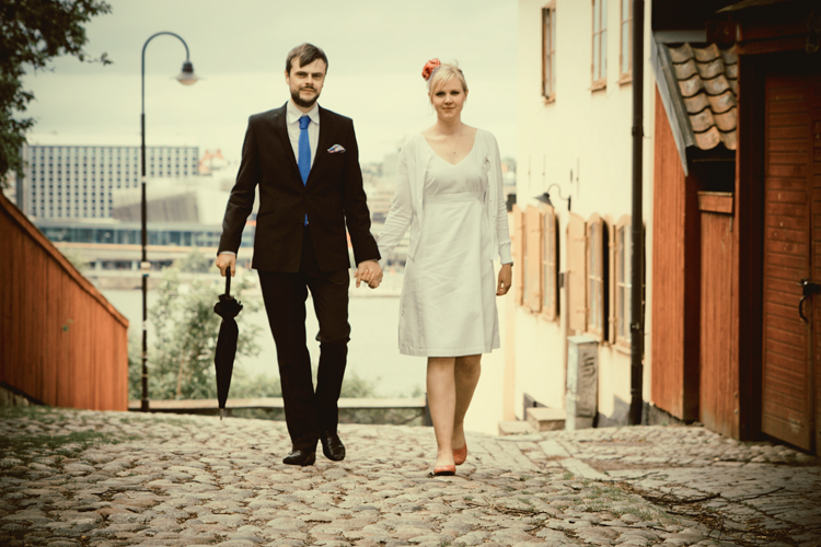 walking side by side on cobblestones